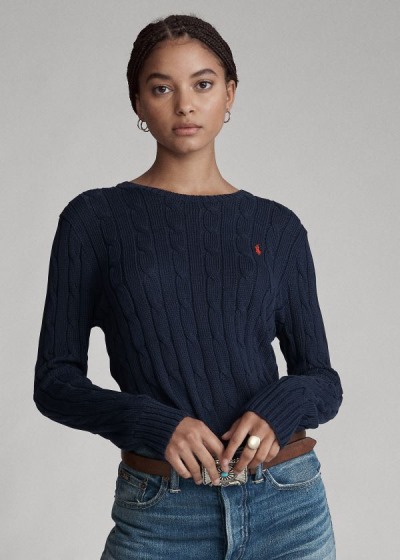 Polo Ralph Lauren Cable-Knit Cotton Striktrøje Dame Danmark (YUOMB1857)